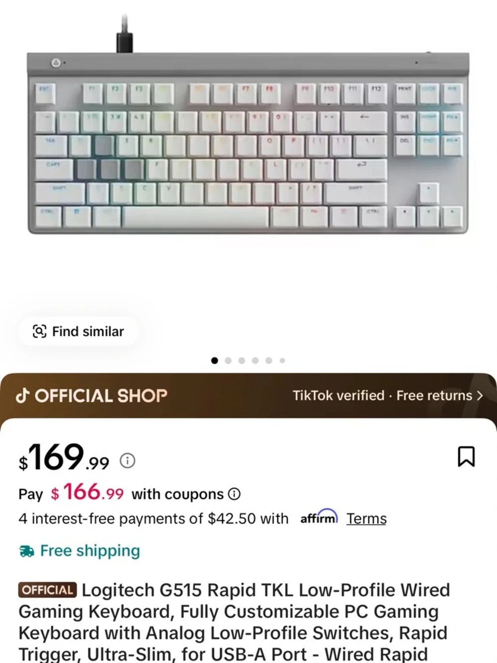 Logitech G515 Rapid TKL Keyboard
